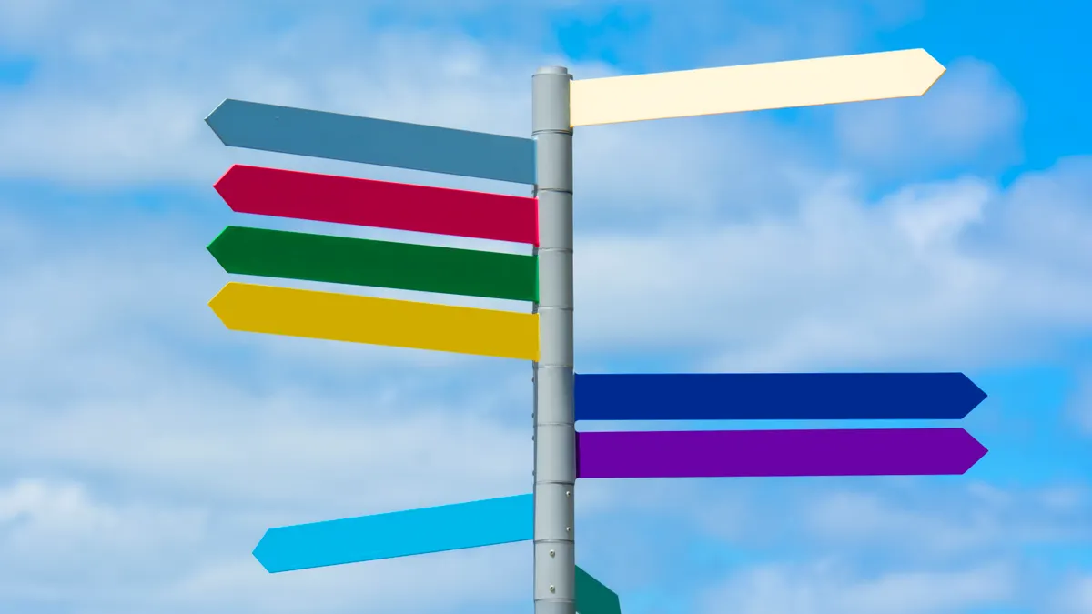 How to structure SaaS categories for directory navigation — Colorful Direction Signs on a Metal Pole